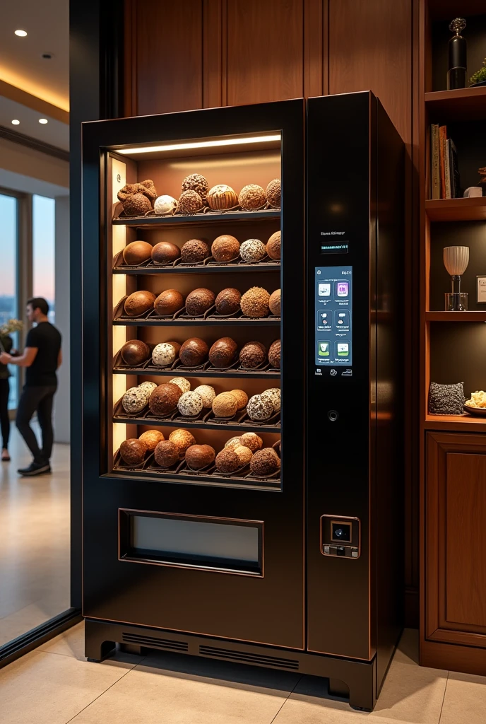 Create an automatic refrigerated vending machine for truffle chocolates from Cacao Show