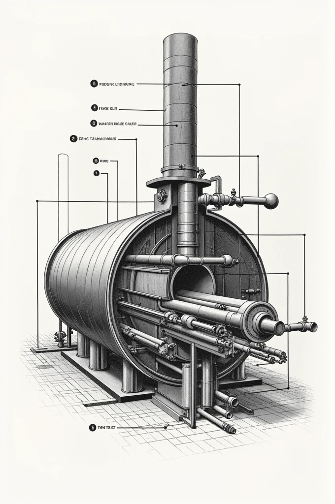Drawing of a fire tube boiler 
