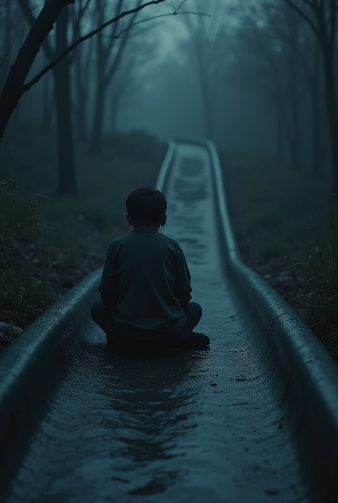 Alone boy talking to his soul in river slide  in dark themes  used channel name in background  perfectly imperfect