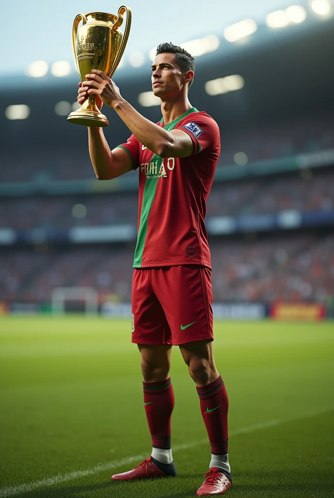 Cristiano Ronaldo with award in football uniform more pics