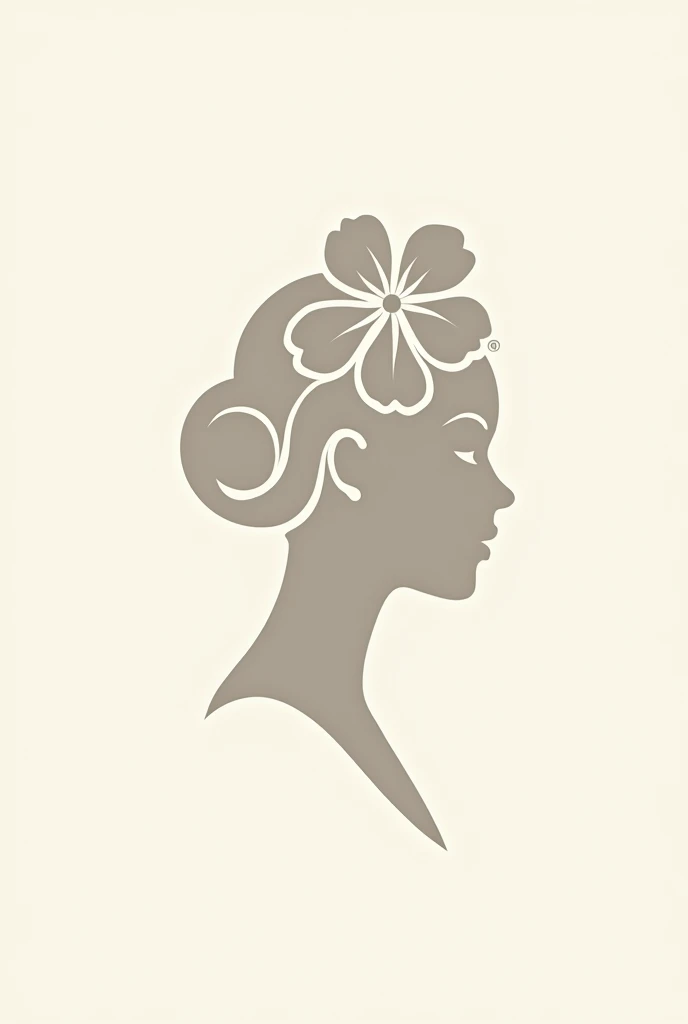 Make a female logo&#39;Small hibiscus and profile silhouette, Not so extensive、non-colored
