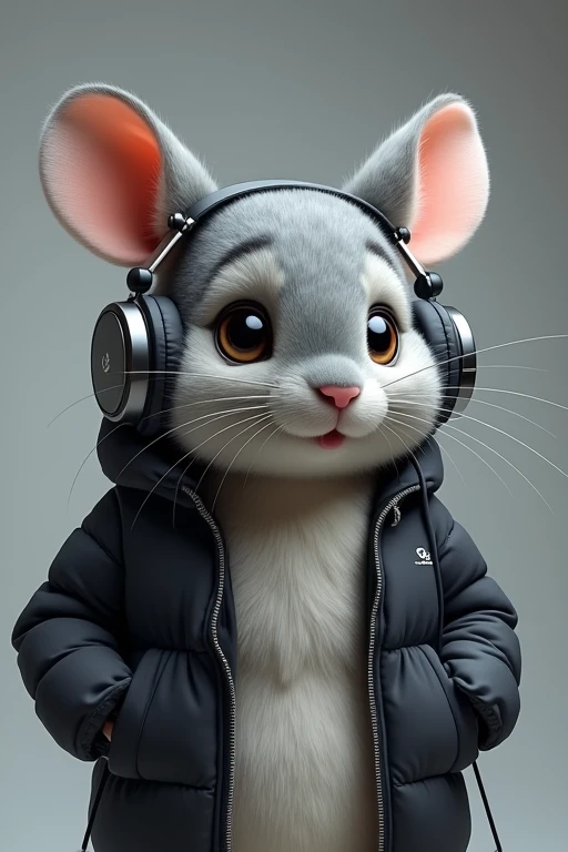 High resolution, High-resolution model, high quality, Very detailed, 
DJ Chinchilla、Put on headphones、