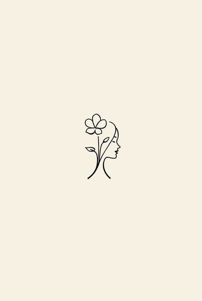 Make a female logo&#39;Small hibiscus and profile silhouette, Not so extensive、non-colored
