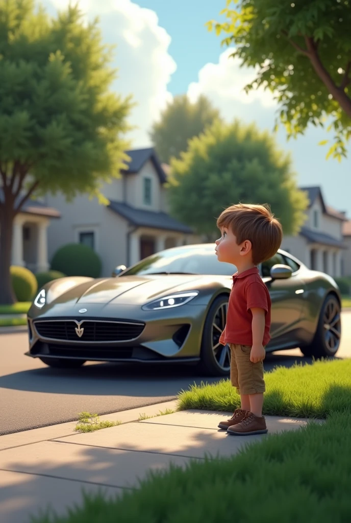 A boy seeing car