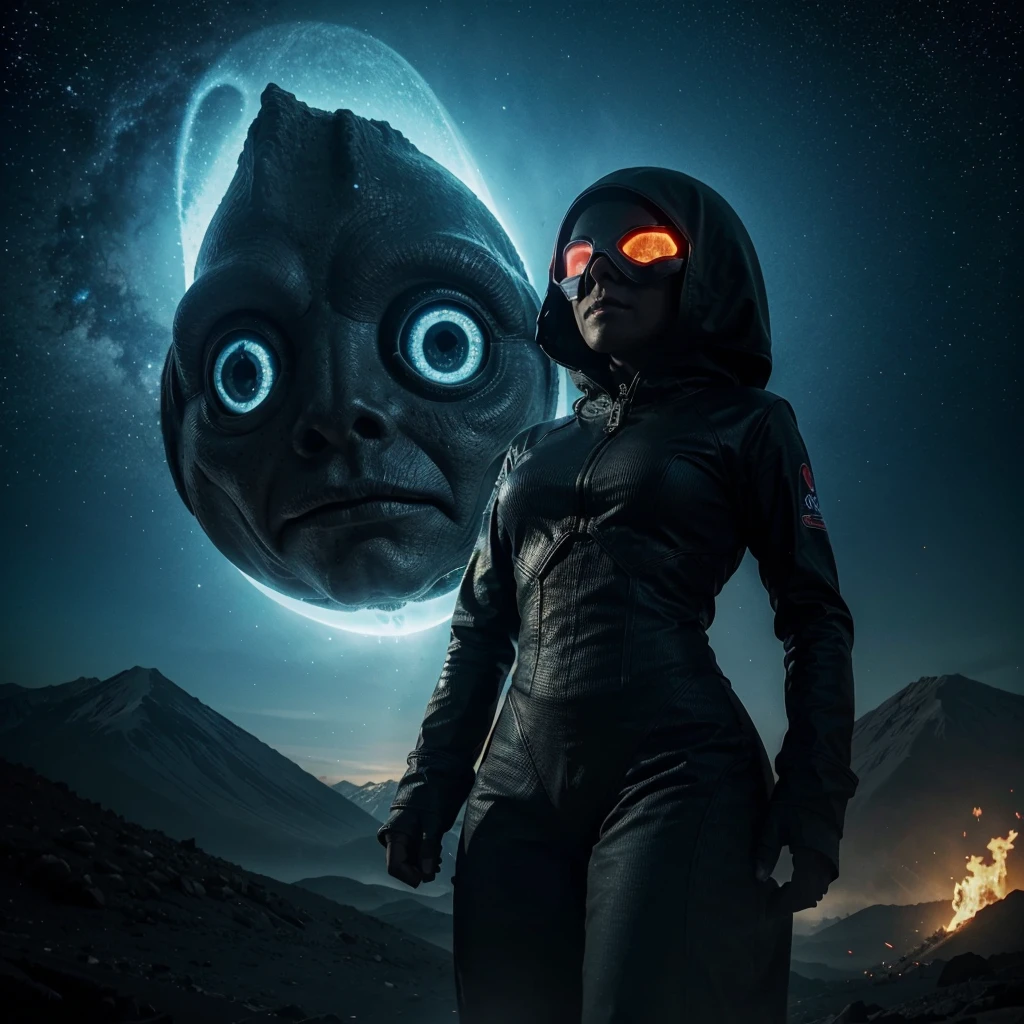 An image for a YouTube channel called "Chile Mysterieso" The image must be with UFOs, Mysteries, reptilian elites, con colores Mysteriesos y tenebrosos