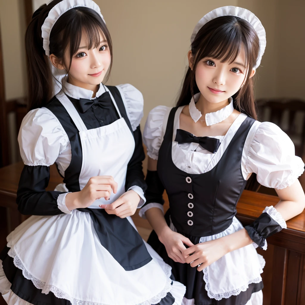 wearing a maid outfit。