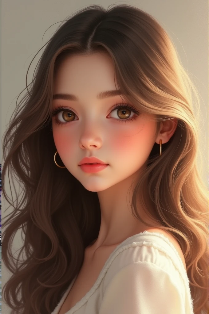 Create a realistic picture of a beautiful, brown haired girl 13 years