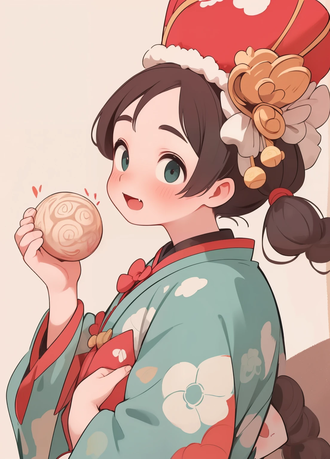 (masterpiece、Highest quality、Highest quality、Official Art、Beautiful and beautiful:1.2)、(One person:1.3)Hatsune Miku、Twin tails,Beautiful breasts, Katsushika Hokusai,Cute young Jhansi, alone, Twin tailsとまっすぐな前髪が赤い目を縁取る. she、He is wearing a Qing Dynasty official hat decorated with banknotes and traditional Chinese clothing.. It poses with its claws raised and its little fangs bared.. 