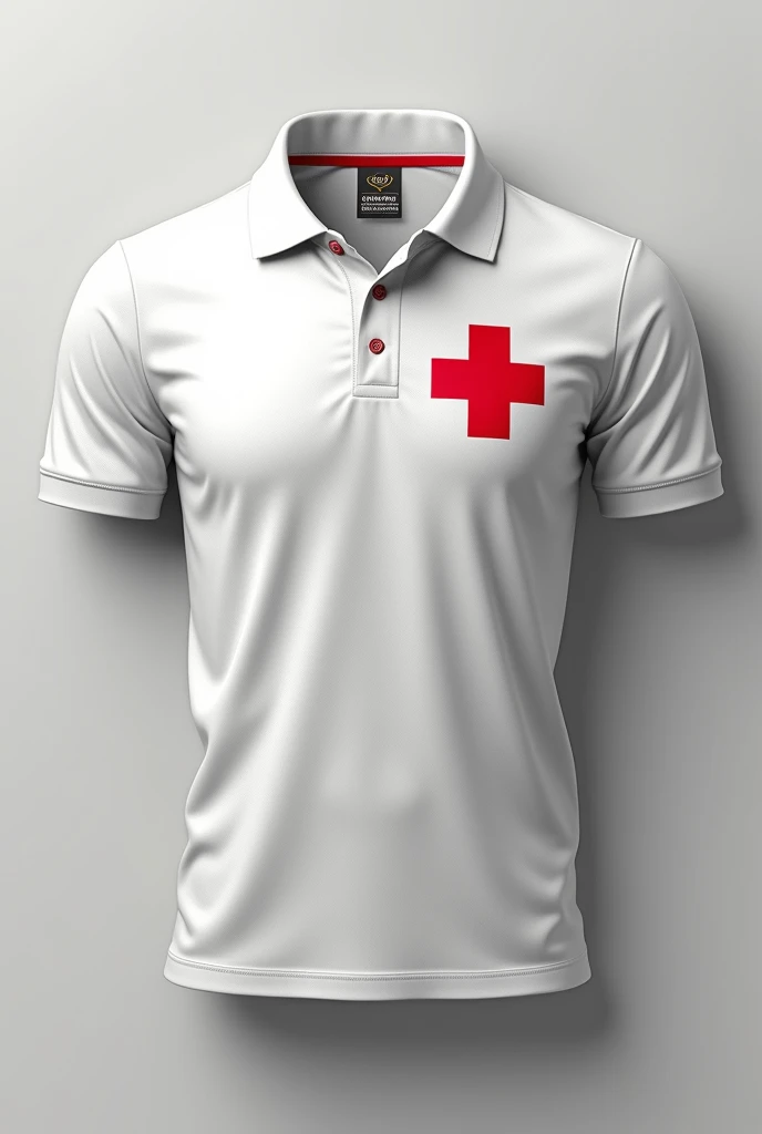 Red cross polo shirt layout idea