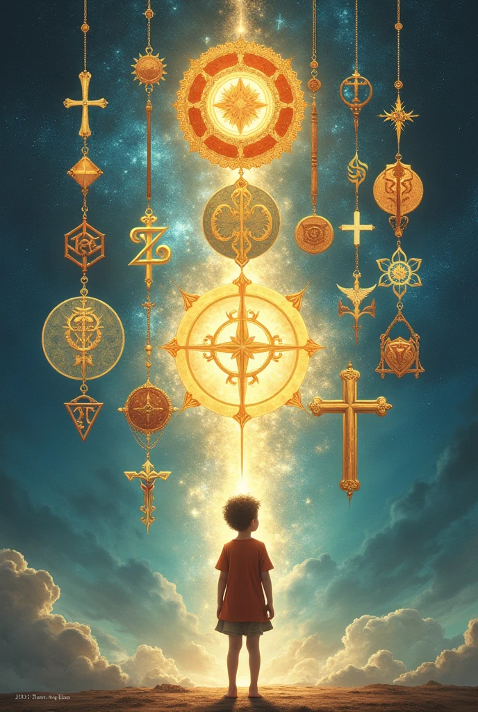 A  seeing which religion he is going to choose and having the logos of the religions 