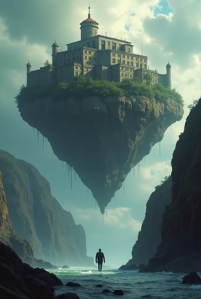 Flying Alcatraz arriving at a cliff