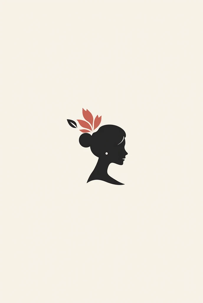 Make a female logo'Small hibiscus and profile silhouette, Not so extensive、non-colored
