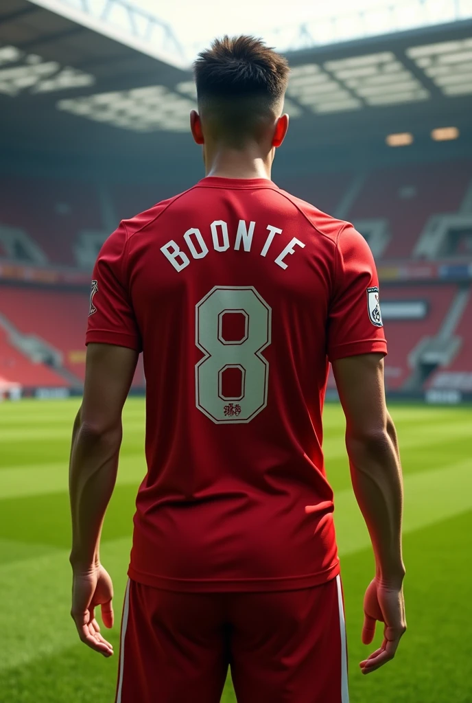 Make that same player with his back turned but with the Liverpool shirt on