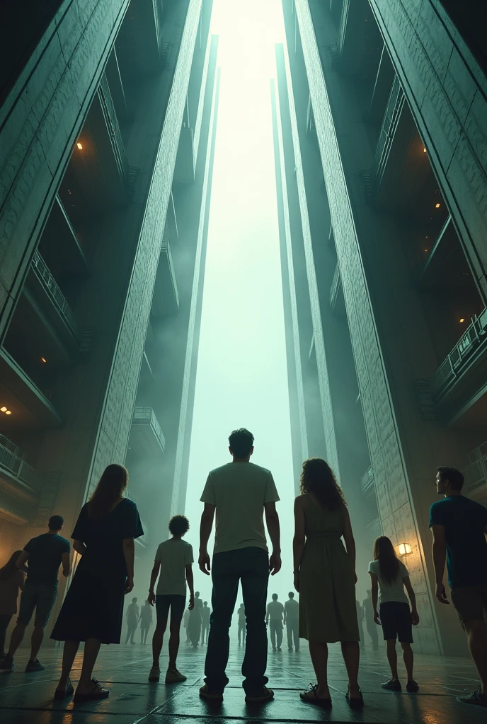 An infinite elevator for a movie poster 
