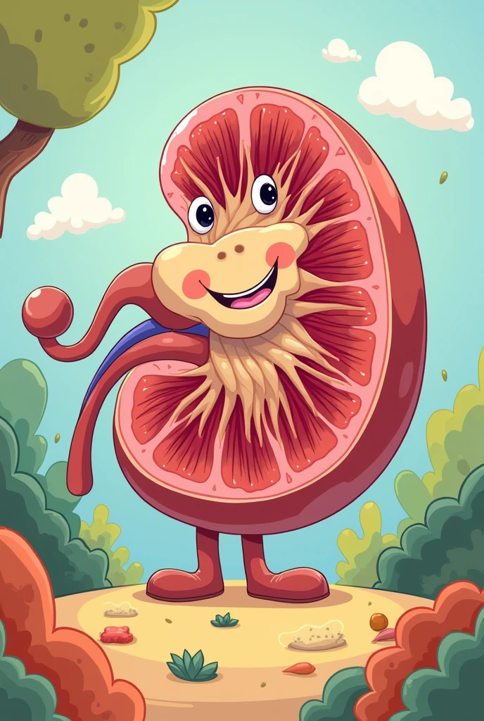 Kidney, the organ of urine excretion in a fun drawing