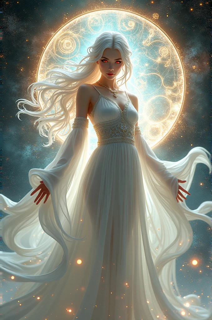 (masterpiece, top quality, best, official art, beautiful and aesthetic, long exposure:1.2), fluid movement,
White woman, white hair, dynamic pose full body, adult woman, coral eyes, yellow half-up half-down hairstyle,
portrait, solo, (full body:0.6), looking down, detailed background, detailed face, (feudal japan theme:1.1) (time wizard:1.1), eternity, weightless, infinite geometry, swirling patterns, clockwork, clock gears, energy, dynamic pose, bloom light aura, cosmic space in background, ethereal atmosphere, CGI, HD.