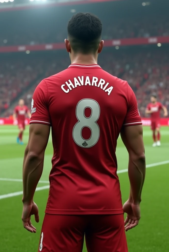Make that same player with his back turned but with the Liverpool shirt on, with the name Chavarria and number 8