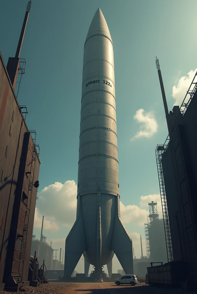 A 17-meter-high nuclear intercontinental missile marked Marc12X on it
