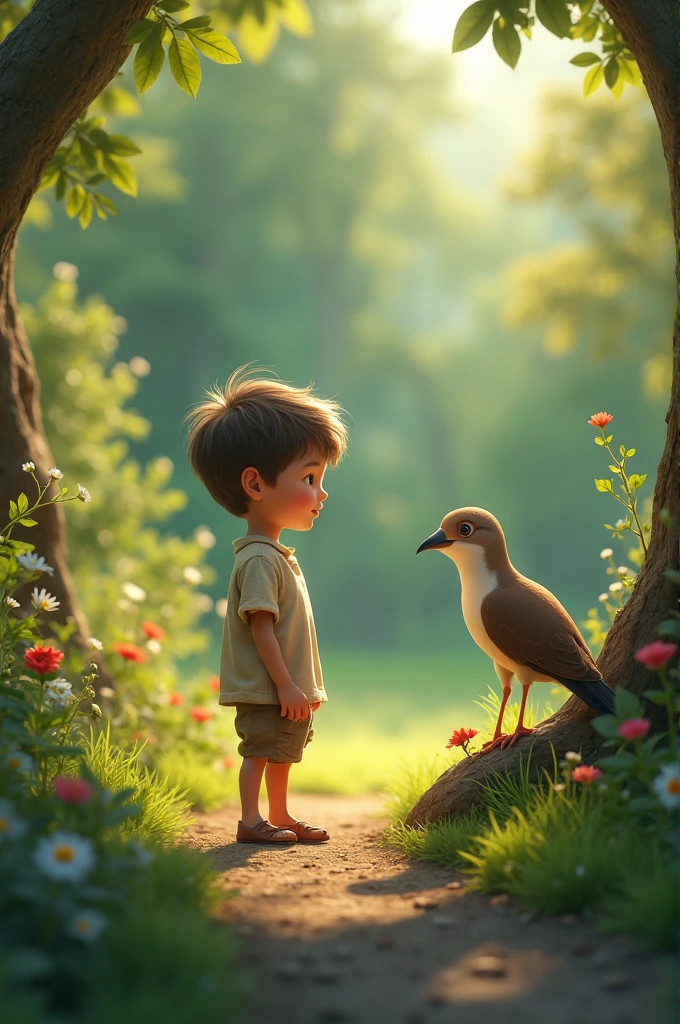 The Loyal Bird": Write a story about a bird that, after being rescued and healed by a young boy, returns every day to visit him. How does this relationship develop, and what does it teach the boy?