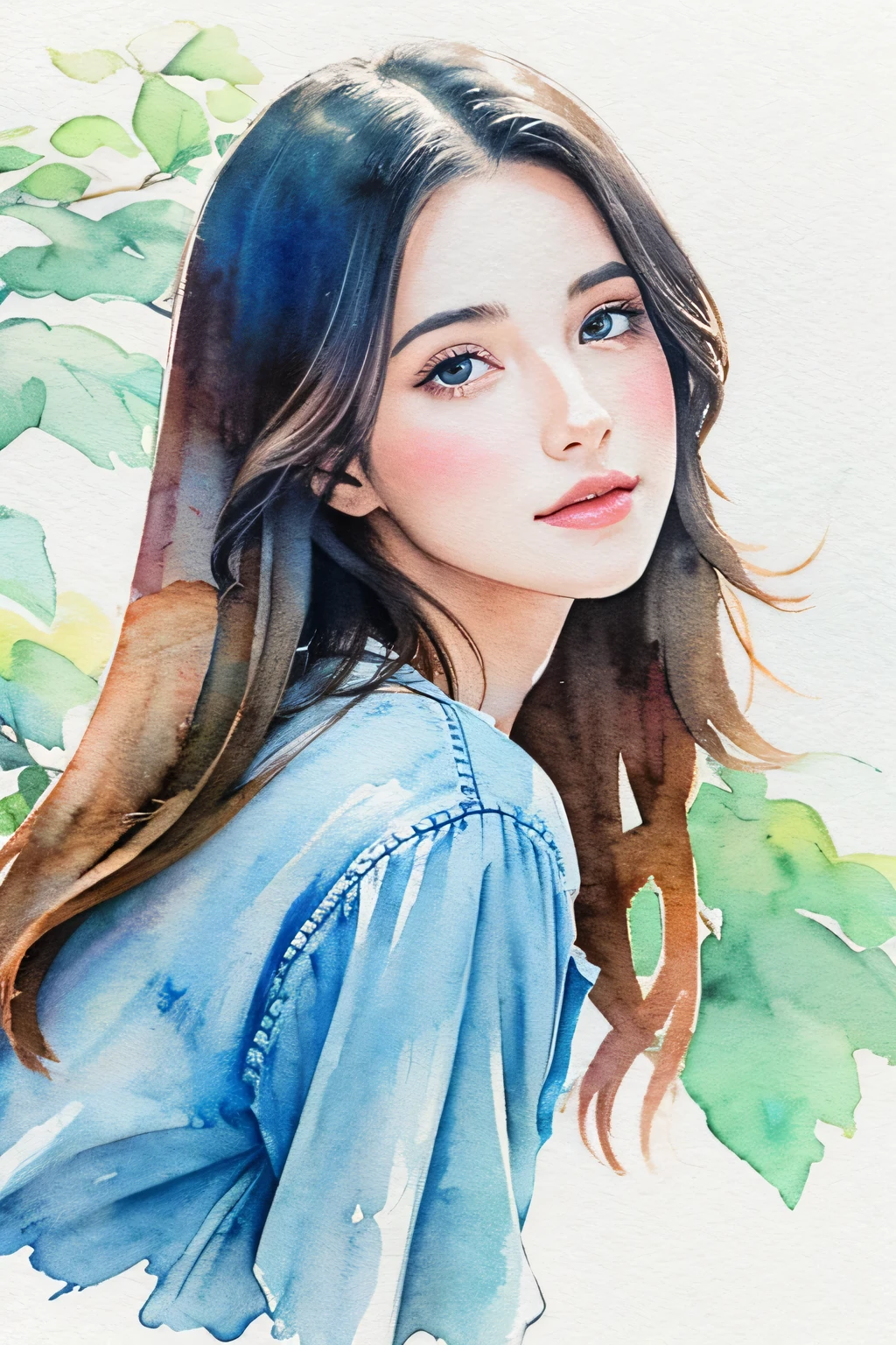 Beautiful girl, watercolor, illustration,