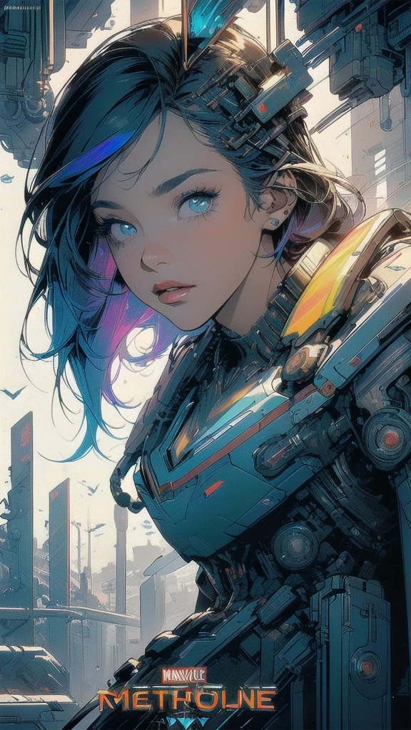 (((masterpiece, highest quality))),(((solo:1.2))),(((1girl:1.2))),32k wallpaper, very detailed, poster, vintage science fiction,(((((geometric cinematic movie poster))))), ((((bauhaus)))),(((abstract))),((((mid century modern)))),(((((portfolio))))),(((((Close-up))))),(((((bust up))))),((((more various angle)))),(((highlight))),(((complete. detailed face))),(((Extremely talented))),(((most complecated machine))),(((Overall colorfully))),((((((Absolutely simple background)))))),(((((detailed futuristic machine))))),(((Cleavage))),(((marvel super heroes))),(((rainbow color scheme)))