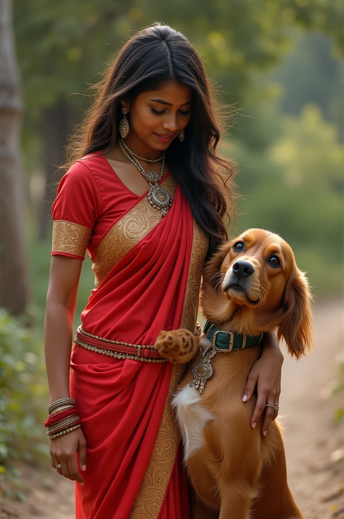A Indian girl wear a saree blouse petticoat fucked with his dog 