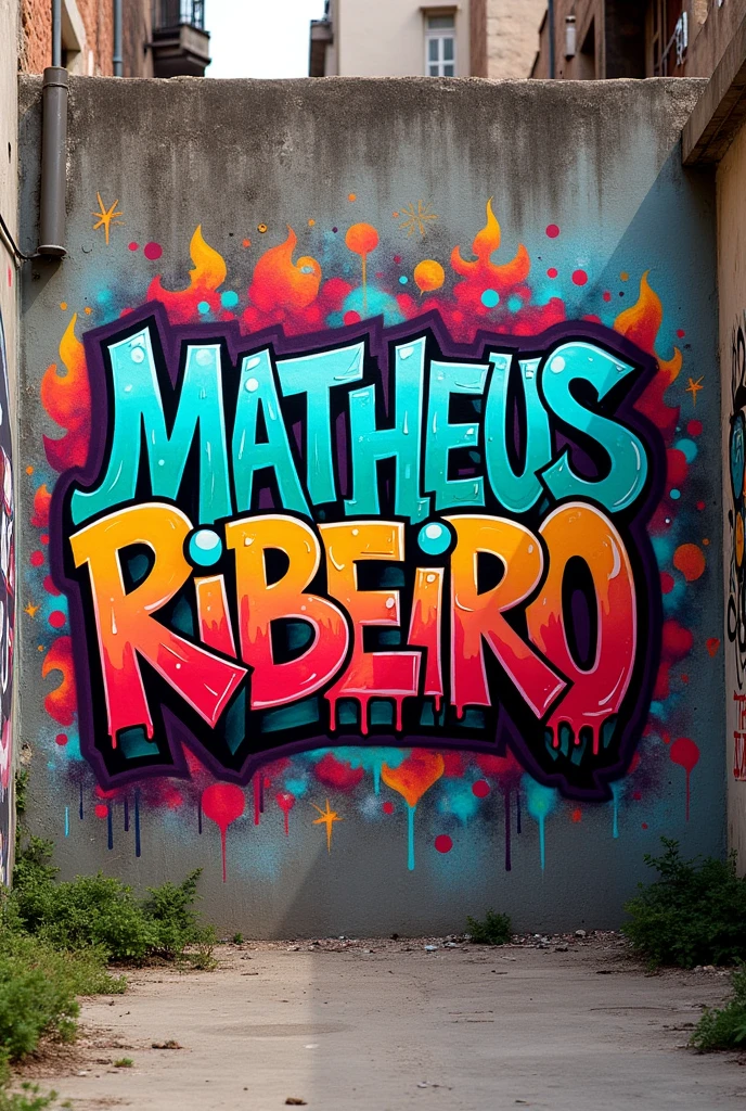 A graffiti with the name Matheus Ribeiro