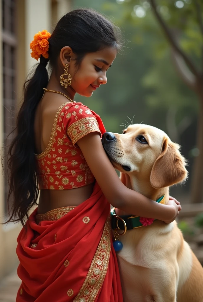 A Indian girl wear a saree blouse petticoat fucked with his dog