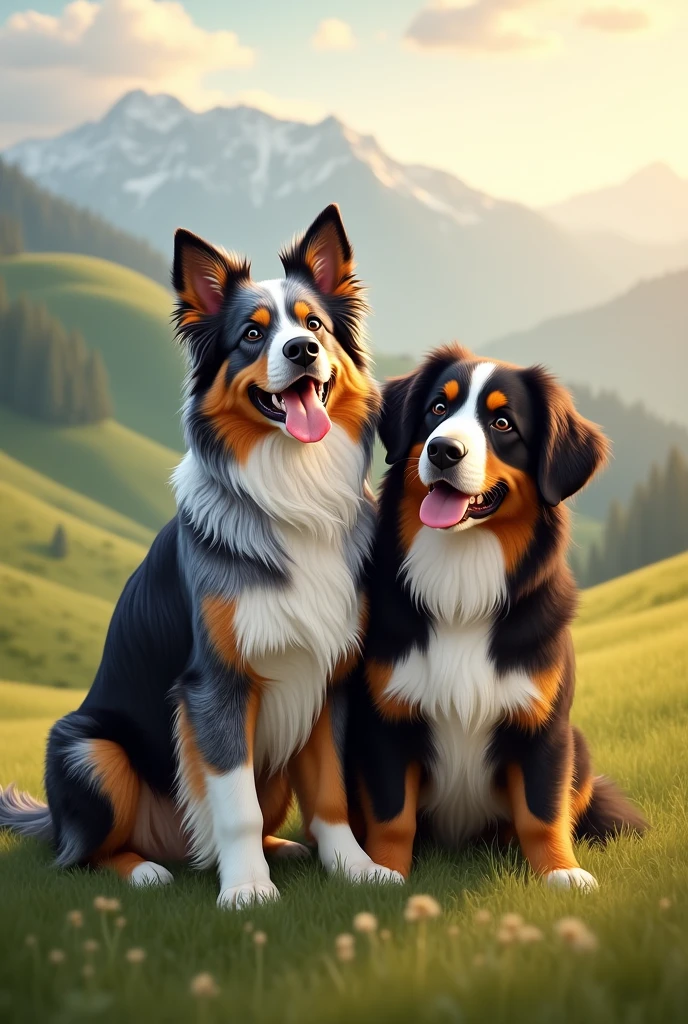 Australian Shepherd and Bernese Mountain Dog