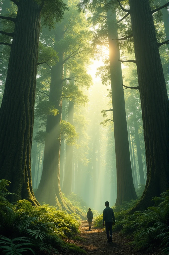 Vast forest with long trees