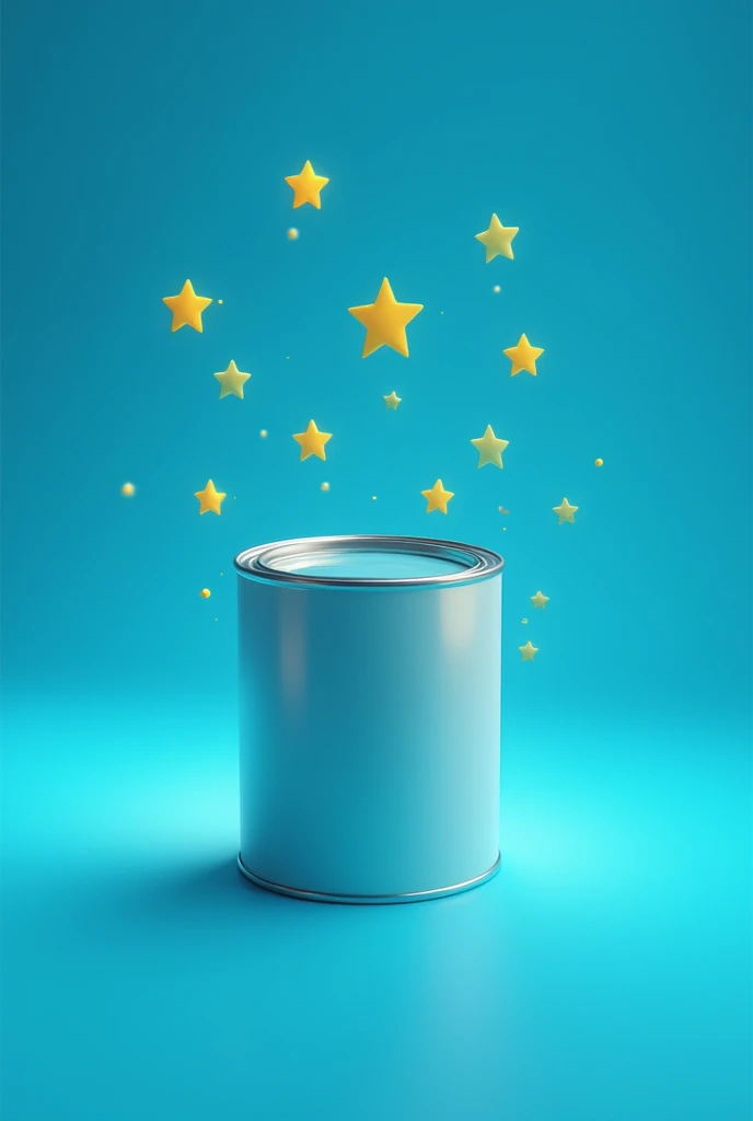 square shaped paint can with blue background and yellow stars