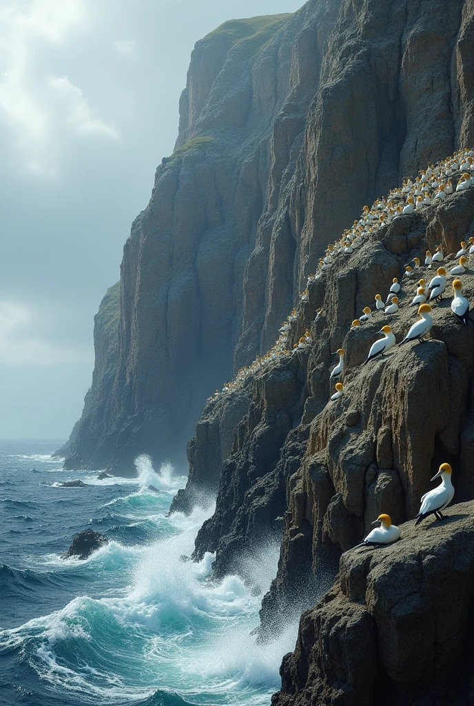 Cliff with many gannets
