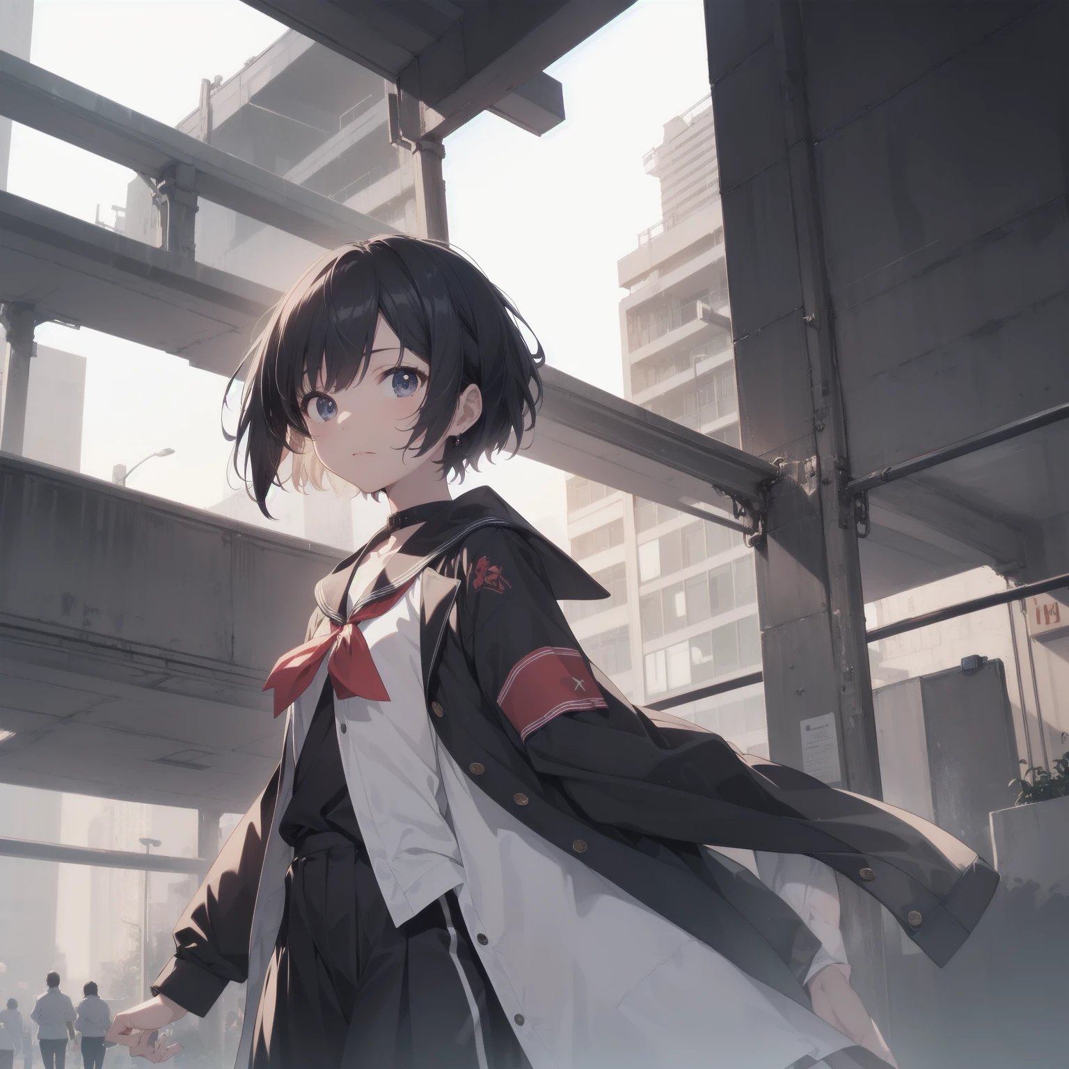 ultra-absurdres-Top quality by artist God, ultra-detailed, high resolution, anime moe artstyle, best anime 8k konachan wallpaper, pixiv contest winner, pool:2810, perfect anatomy,break, 1girl, (Please draw a girl walking sleepily to school alone. )break,(Solo,little female, :1.3),Full limbs, complete fingers,a junior high school student, (very short hair), short cut, flat chest, , small butt, small black eyes, beautiful detailed eyes, well-proportioned iris and pupils, expressive eyes, highres detailed hair, soft expression, salor school_uniform, sailor collar, serahuku, bow, pleated skirt,(Detailed Lighting), (Detailed background), in the School commute route. break,super detailed skin, Best cinematic lighting powered by famous artist, 8k,beauty illustration,photoshop_(medium),very aesthetic,break,((artist:mery_(yangmalgage) )), artist:clamp ,artist:carnelian ,artist:kantoku ,

