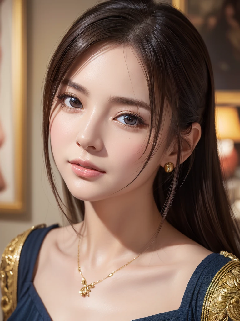 ((Highest quality)),(超High resolution),(Very detailed),(Detailed Description),((The best CG)),(masterpiece),Very detailedなアート、(Highest quality、8k、32K、masterpiece)、(Realistic)、(Realistic:1.2)、(High resolution)、Very detailed, (Close-up face:1.6), Very beautiful face and eyes, Big eyes, 1 female、Tight waist、Delicate body、(Highest quality、Attention to detail、Rich skin detail)、(Highest quality、8k、Oil paints:1.2)、Very detailed、(Realistic、Realistic:1.37)、Bright colors