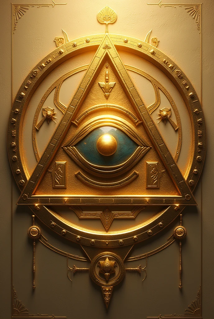 You can create the eye of RA with Egyptian symbols around a triangle that encloses the eye with golden tones in a circle eye of horus