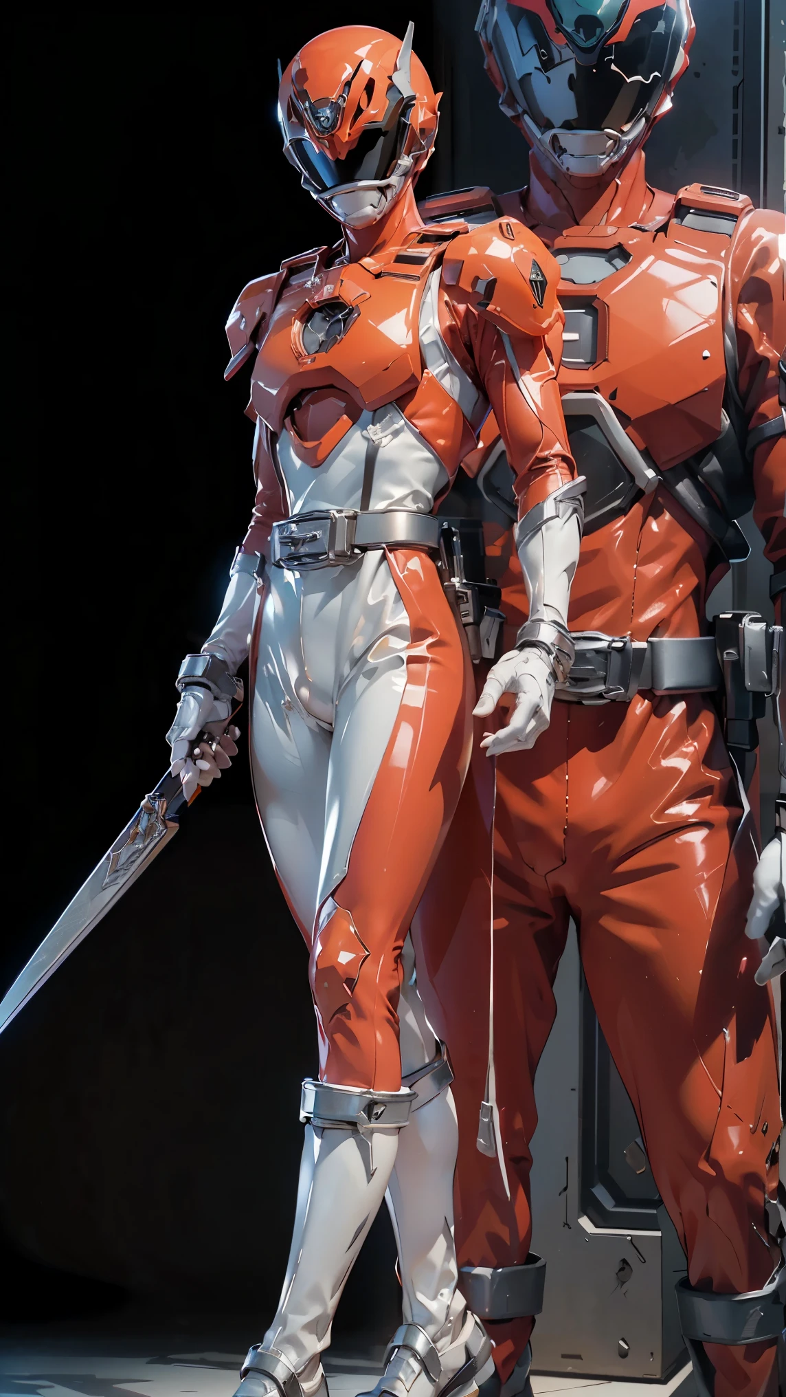 1 boy, white, full body, illustration, cinematic lighting, high resolution, best quality, ultra detailed, masterpiece, power suit, power ranger, suit, spd, (silver royal guard ranger suit:1.2), gold detail, futuristic, dynamic pose, epic, vivid colors, dramatic lighting, flawless skin, muscular build, photorealistic, intricate details, striking composition