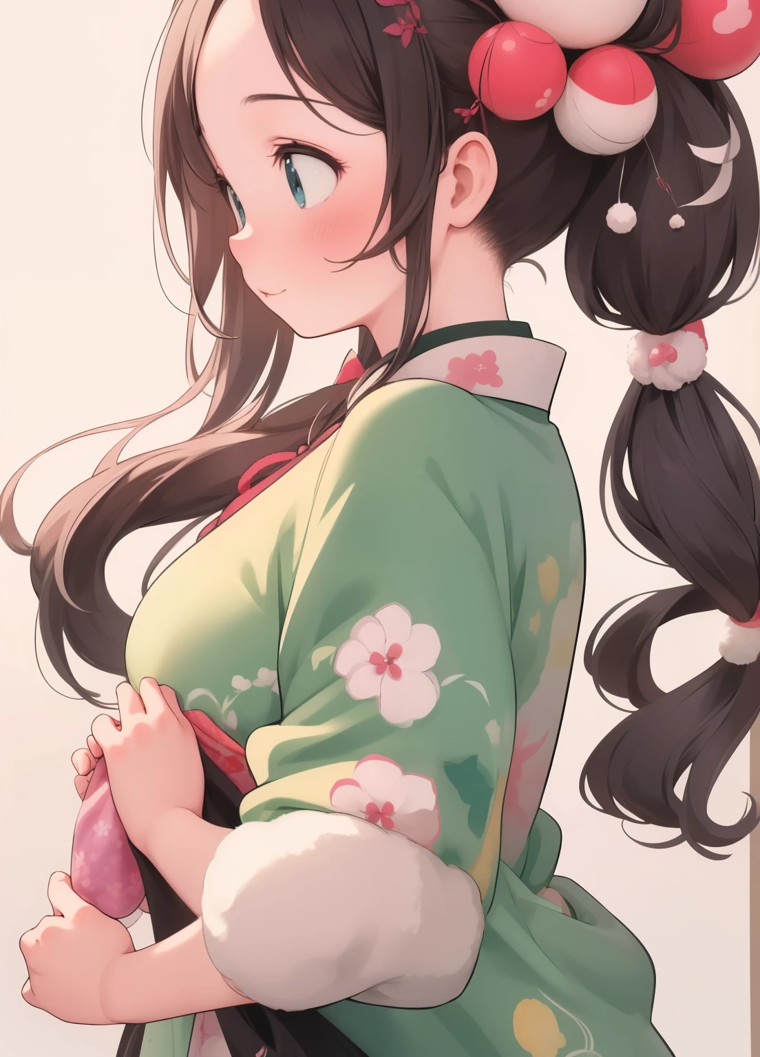 (masterpiece、Highest quality、Highest quality、Official Art、Beautiful and beautiful:1.2)、(One person:1.3)Hatsune Miku、Twin tails,Beautiful breasts, Katsushika Hokusai,Cheongsam Girl，Long Hair，Pure white background，Depth of written boundary，Low angle view，Calf Level View，Overclocked Renderer，Cinema Lighting，Ultra-fine，Very detailed，complicated，Cinematic Perspective，CG Art，