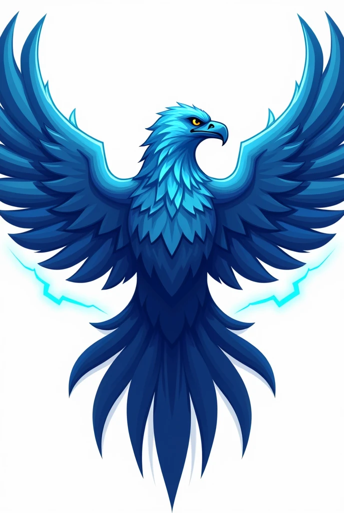 blue eagle logo with its wings spread out and its head facing forward, its wings should not be too many and the background is transparent, seni vector berbasis macot dengan line art hitamnya yang agak tebal, cgsociety, seni digital, prajurit phoenix, ikon video game, det, vector, quetzal, grafik vector, skin on pc game, hziulquoigmnzhah, very symmetrical!, arm detail, steam community, kilat cyan, neotribal, logo mascot
