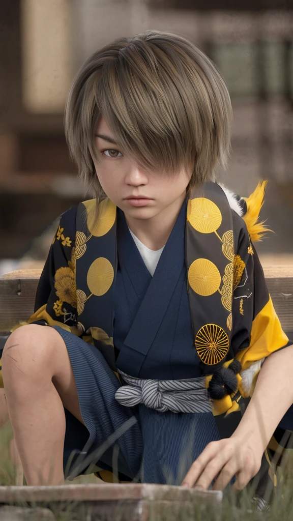 Made from the fur of a sacred animal、Black and yellow kimono。
