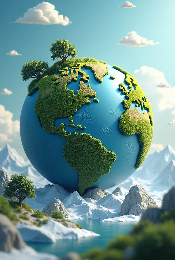 A global with half is greeny world the other half is Antarctica 