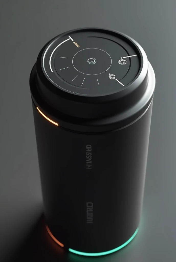 a cup that heats itself, changes color to black in a circular shape with several controls, adds LED, adds brand name