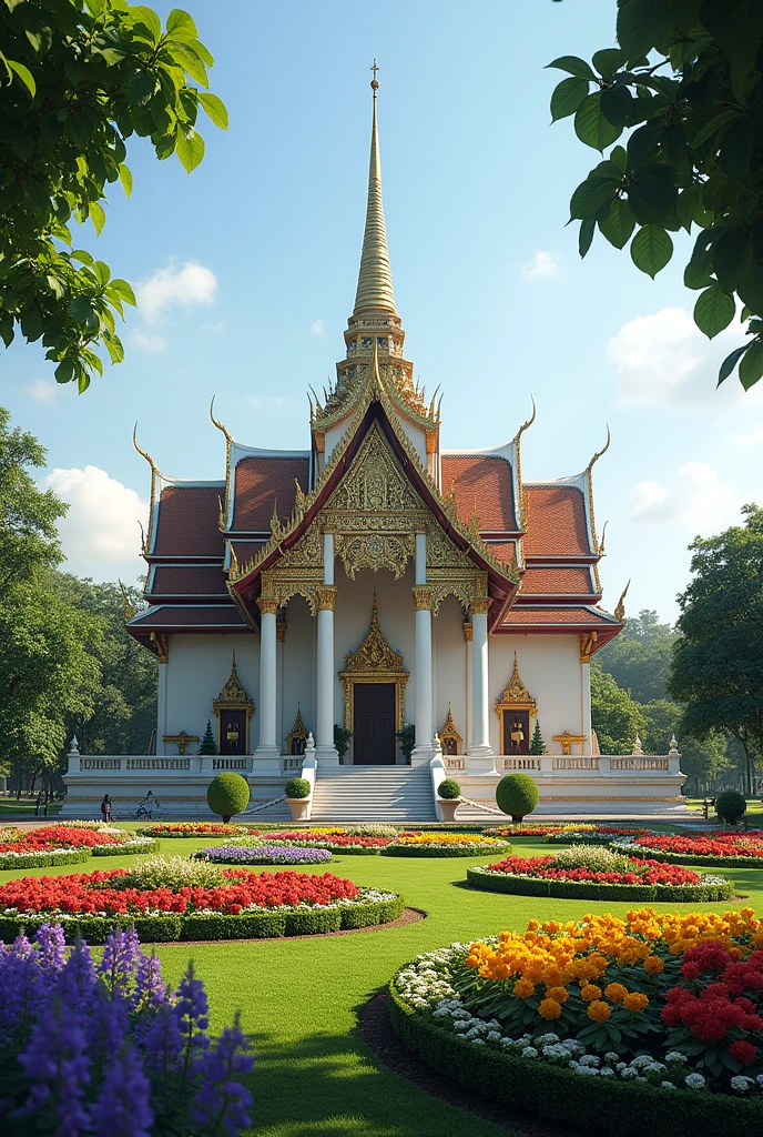 Ayutthaya Royal Palace surrounded by flower gardens
(The image is horizontal and the size of a window.)