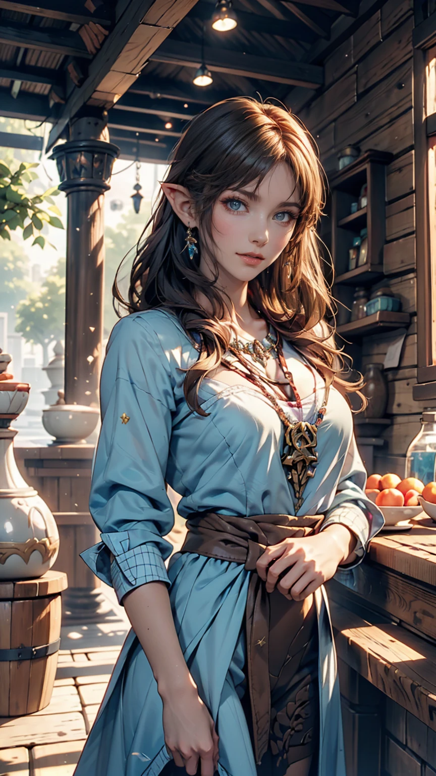 anime girl standing with long hair, flowercore, realistic art, charlie bowater, fairy, whimsical makeup, hippie outfit, stella mccartney, cabin --auto --s2