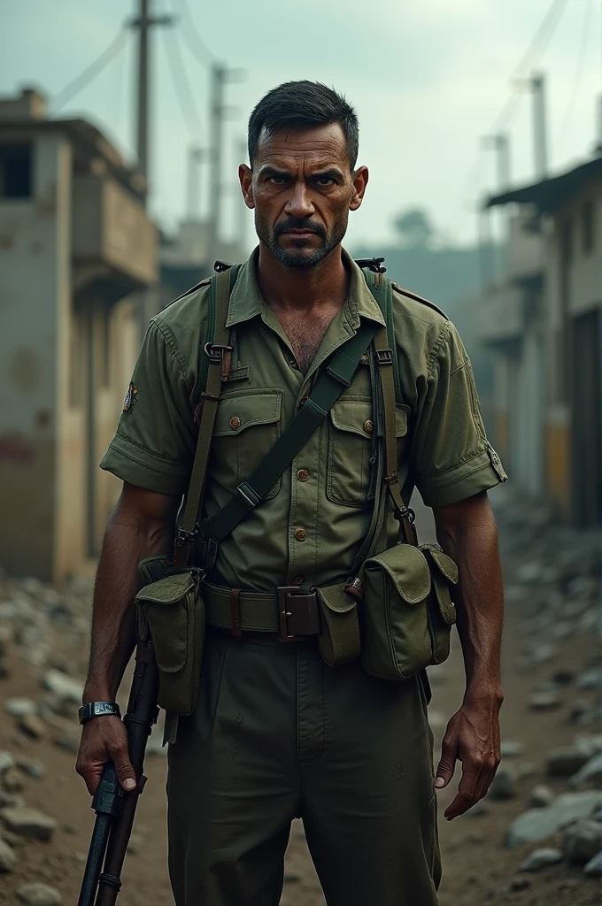 A Brazilian soldier facing death in a war