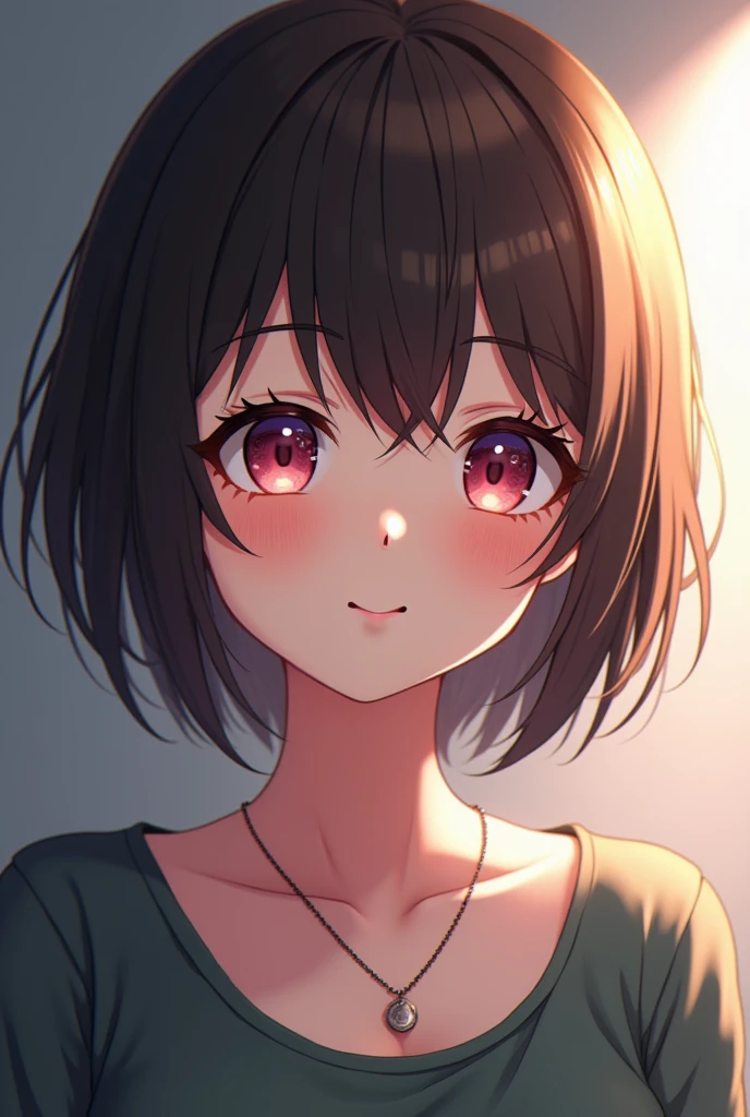anime girl with short hair and a necklace looking at the camera, photorealistic anime girl render, 8k portrait render, smooth anime cg art, badass anime 8 k, 3 d anime realistic, hyper realistic anime, stunning anime face portrait, detailed digital anime art, detailed portrait of anime girl, realistic anime artstyle, anime realism style, anime style 4 k