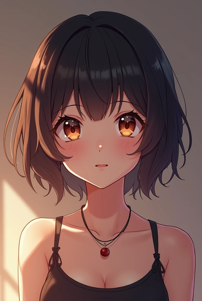 anime girl with short hair and a necklace looking at the camera, photorealistic anime girl render, 8k portrait render, smooth anime cg art, badass anime 8 k, 3 d anime realistic, hyper realistic anime, stunning anime face portrait, detailed digital anime art, detailed portrait of anime girl, realistic anime artstyle, anime realism style, anime style 4 k