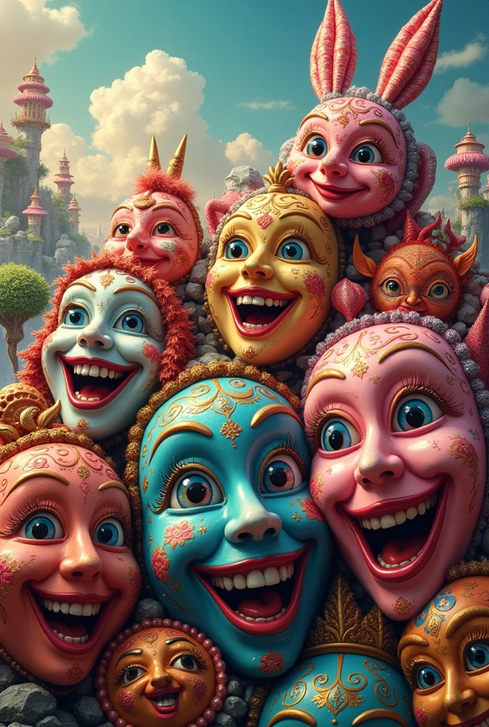 Masks that represent a happy world
