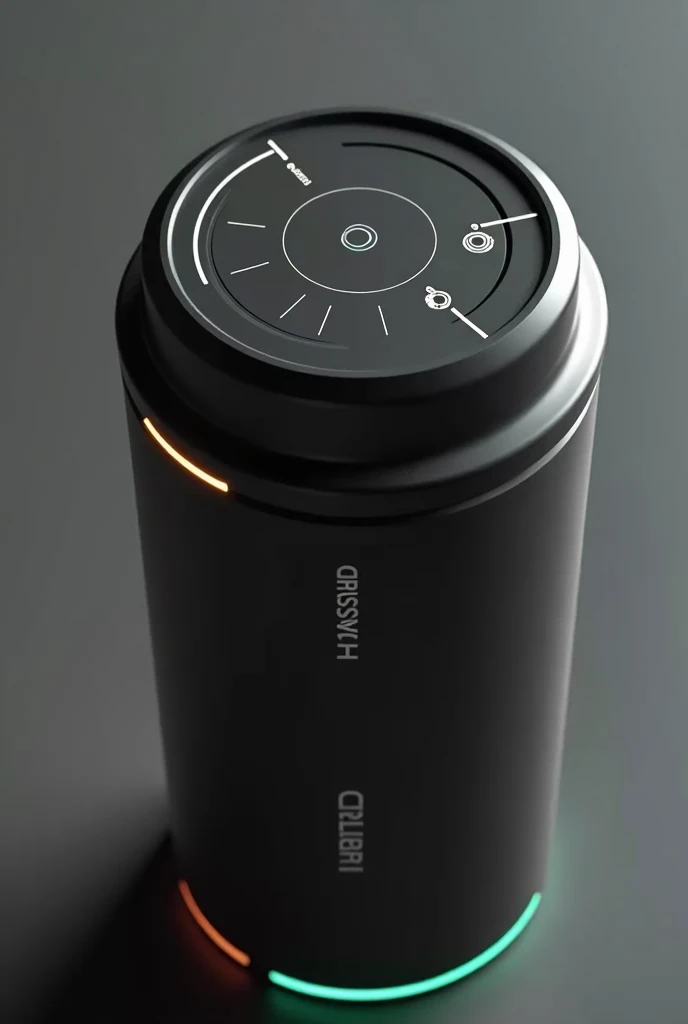 a cup that heats itself, changes color to black in a circular shape with several controls, adds LED, adds brand name
