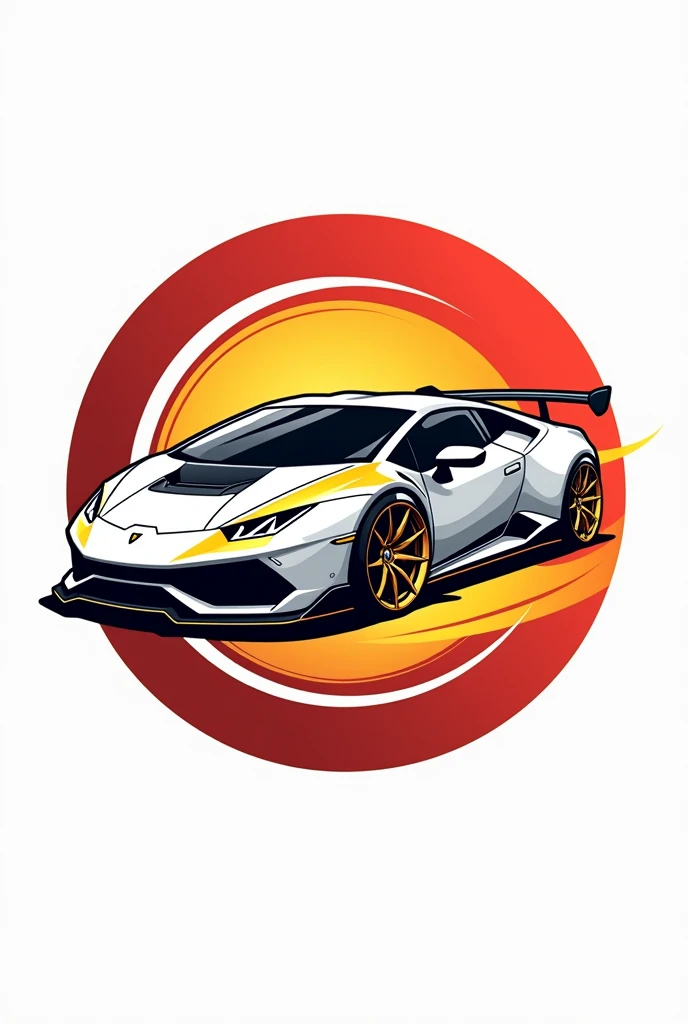 Car shop logo with white red yellow black colors