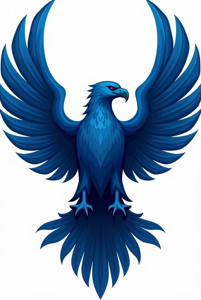 The logo of a blue eagle with its wings spread out and its head facing the middle, not to the side, and not too many wings and a transparent background, seni vector berbasis macot dengan line art hitamnya yang agak tebal, cgsociety, Digital Arts, prajurit phoenix, ikon video game, is, vector, quetzal, grafik vvector seperti logo pada game, very symmetrical!, arm detail, steam community, cyan lightning, Neotribal, logo mascot, show the whole body